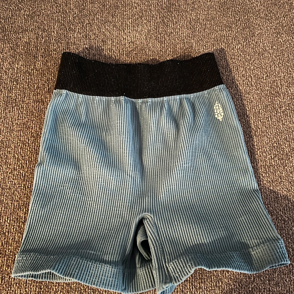 Free People Blue Ribbed Shorts